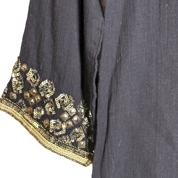 Calypso St. Barth Sequined Beaded Tunic Top Gauzy 100% Cotton India Small - Picture 4 of 14